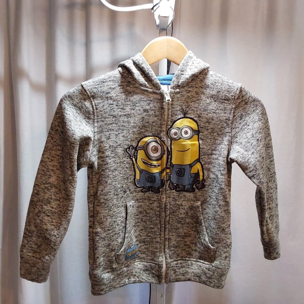 Minion Made Gray Jacket Despicable Me Full Zip Boy's Sze 7 Large